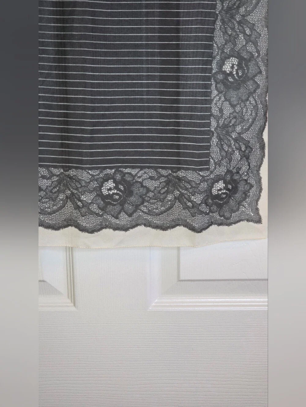 VTG Silk Scarf Lot Set of2 | Paisley Red & Striped Lace Charcoal 21